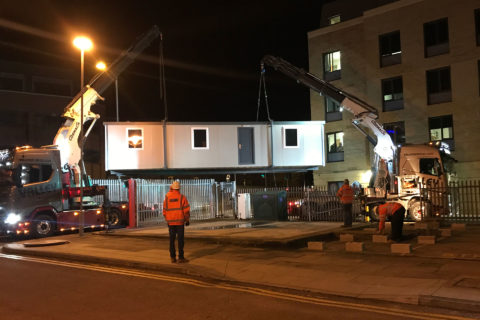 Overnight installation of twin linked jackleg cabins